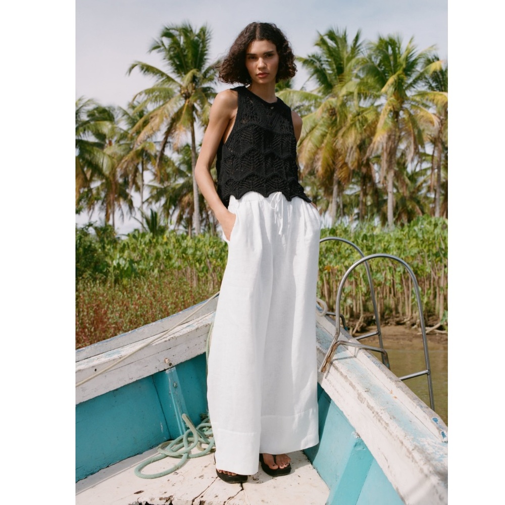 Zara White Linen Trousers